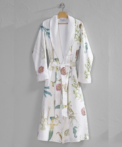 Christian Fischbacher Mermaid badjas satijn,badstof dreamflor wit 10 ,maat , S,M,L,XL, rose,groen, blauw,onderzee, 133 lengte of 120 cm. lang,badkleding,theo bot zwaag